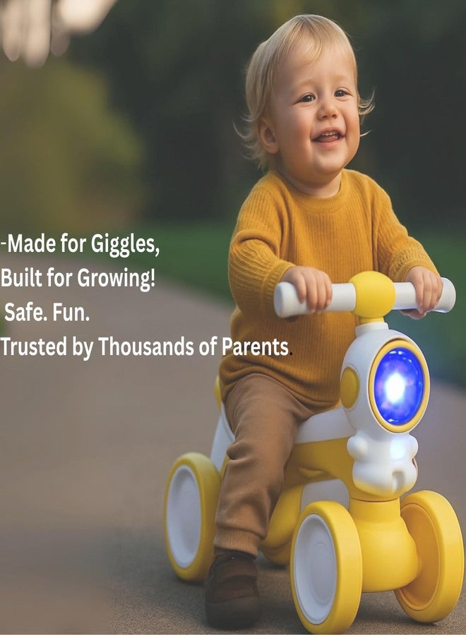 JoyRide AstroBug Toddler Ride-On Toy, 4-Wheel Space-Themed Balance Rider with LED Lights, (Yellow) - Image 3